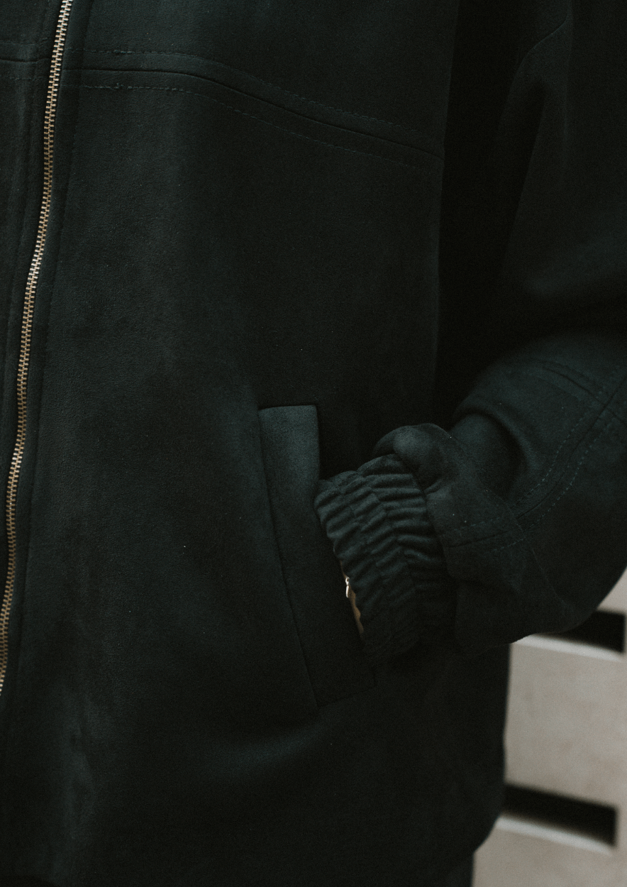 Black Embroidered Suede Jacket - Deerah