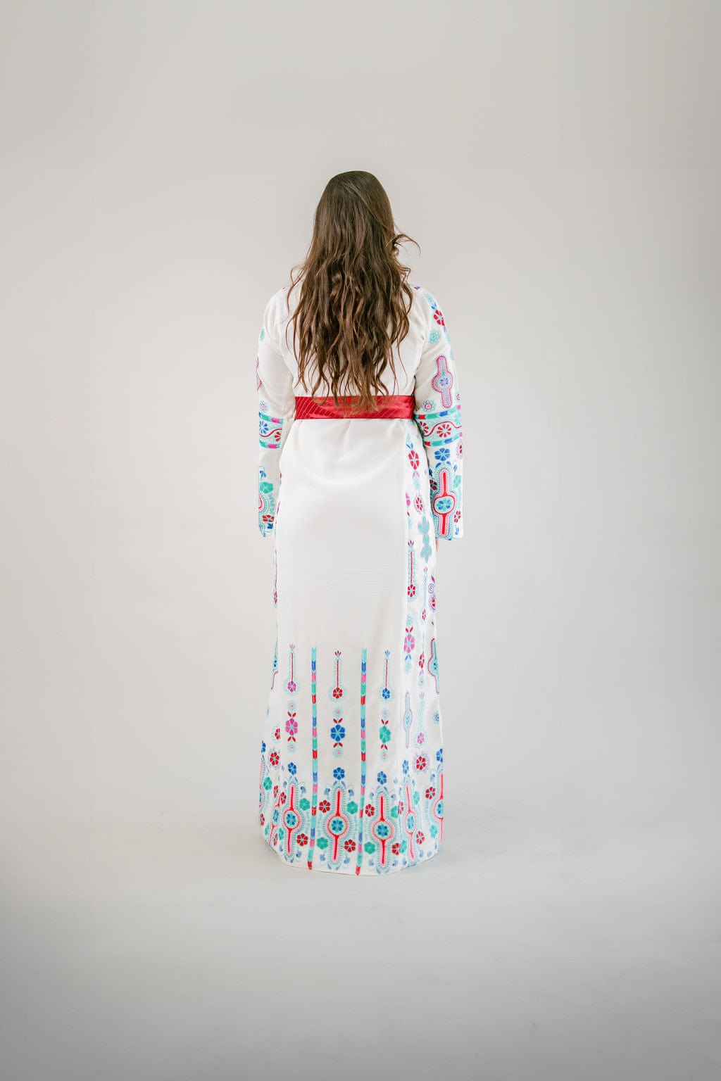 Blue and Pink Tahriri Palestinian Thobe Dress - Deerah