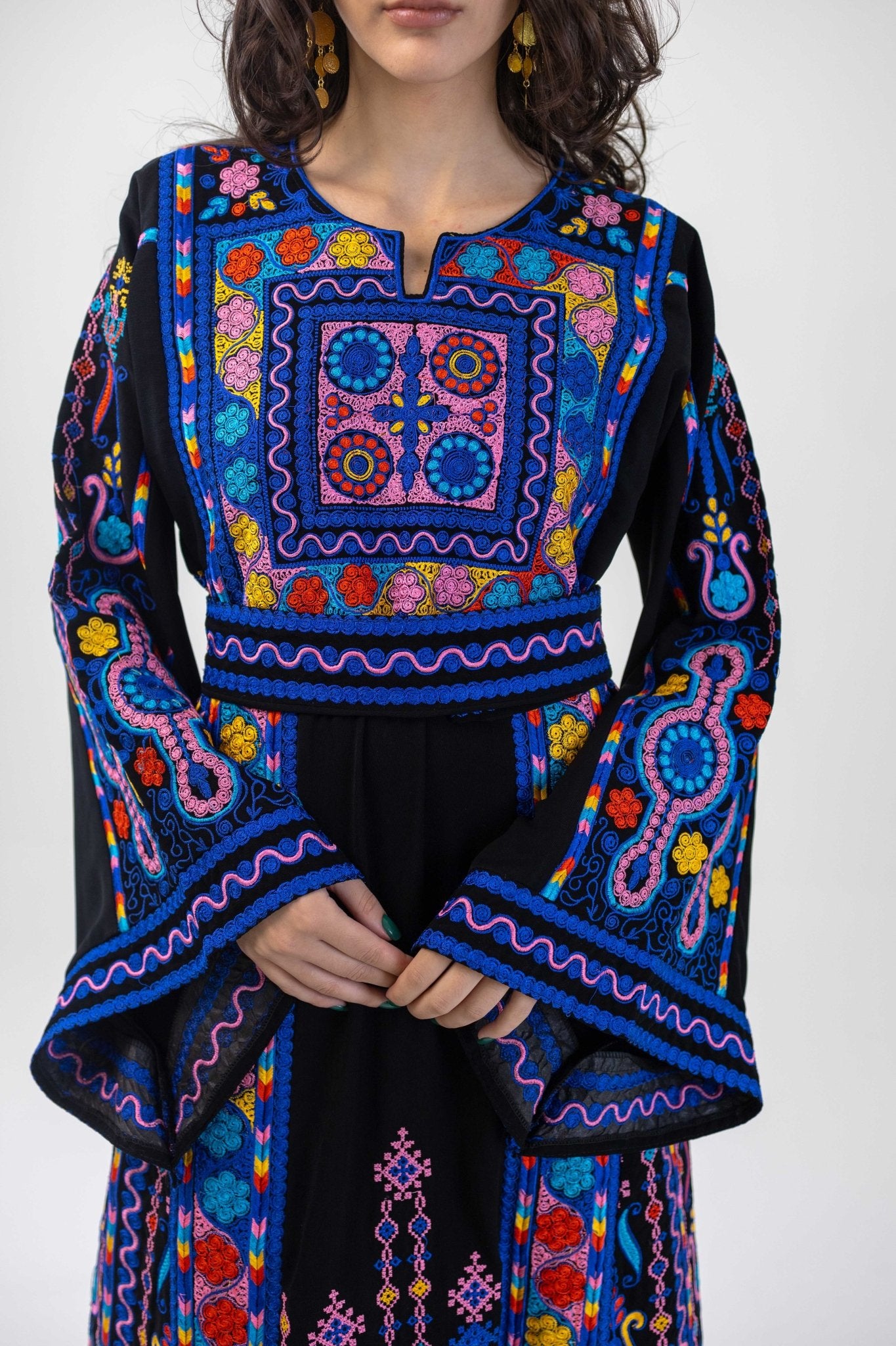 Color Pop Traditional Palestinian Thobe Dress - Deerah