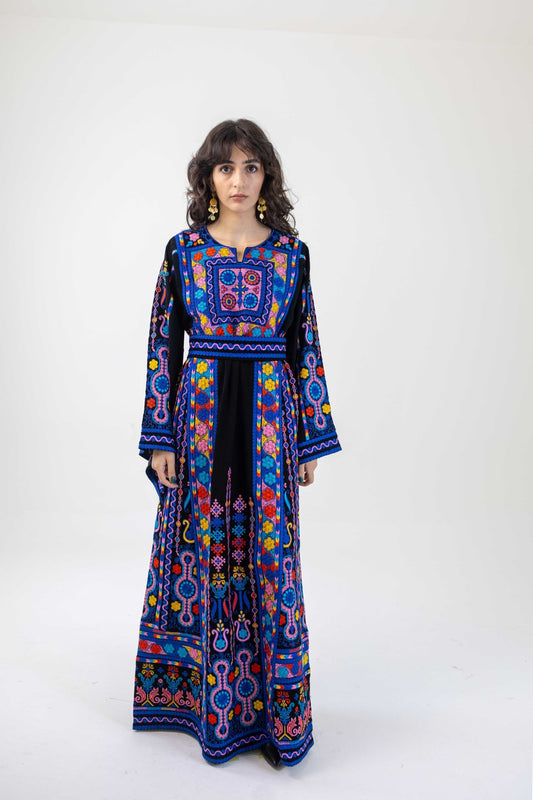 Color Pop Traditional Palestinian Thobe Dress - Deerah