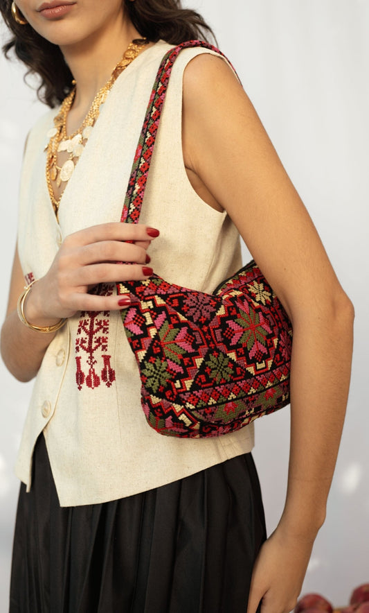 Embroidered Baguette Bag - Deerah