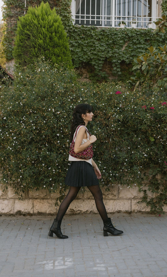 Embroidered Baguette Bag - Deerah