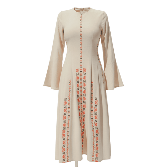 Hand Embroidered Linen Dress - Deerah