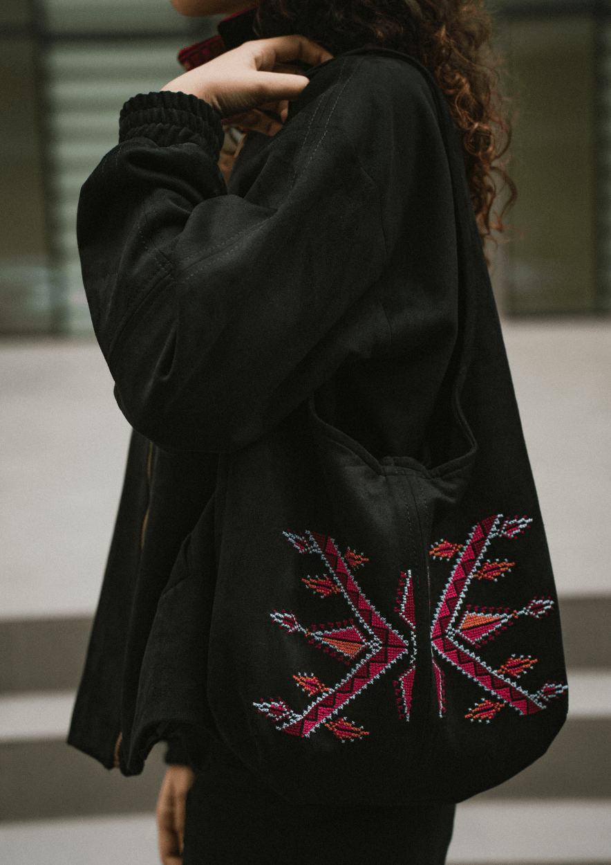 Hand - Embroidered Slouchy Shoulder Bag - Deerah