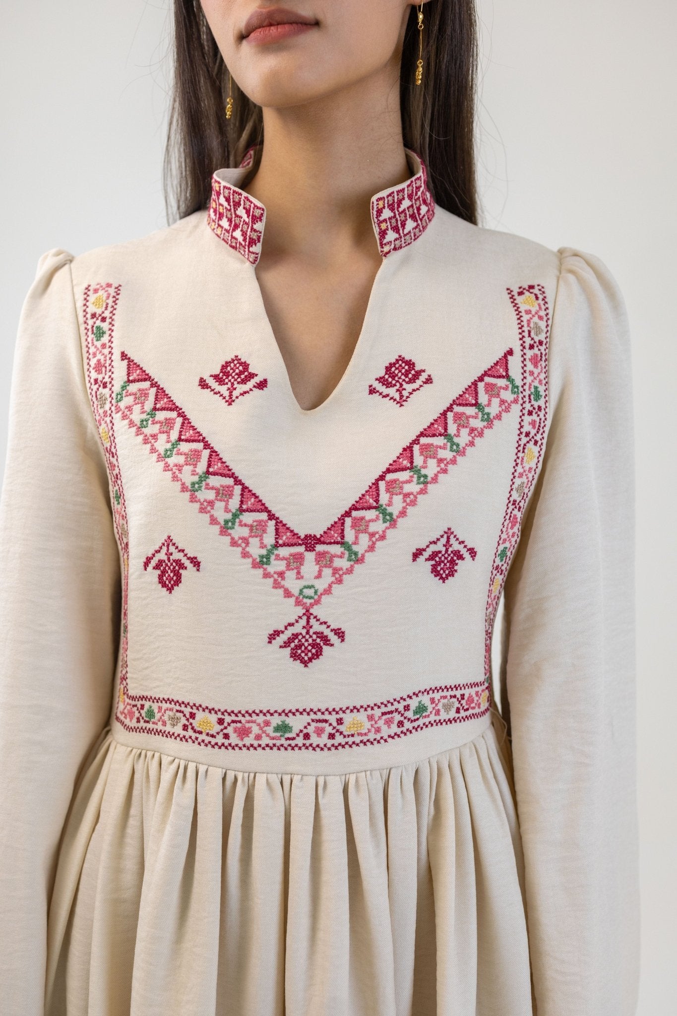 Manal منال - Hand Embroidered Dress - Deerah