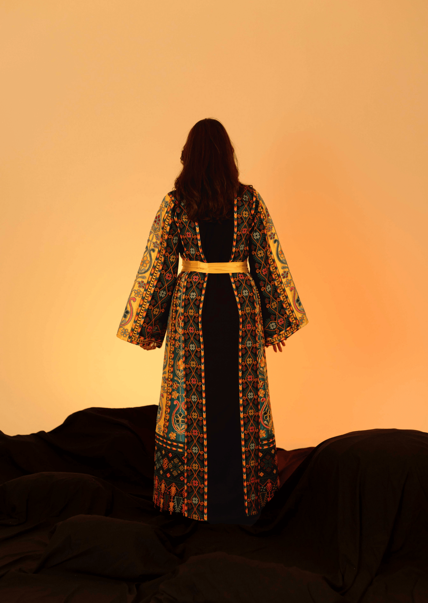 Navy and Gold Traditional Palestinian Thobe - Deerah