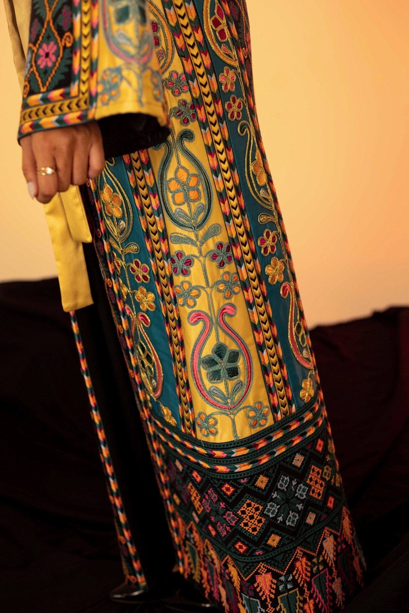 Navy and Gold Traditional Palestinian Thobe - Deerah