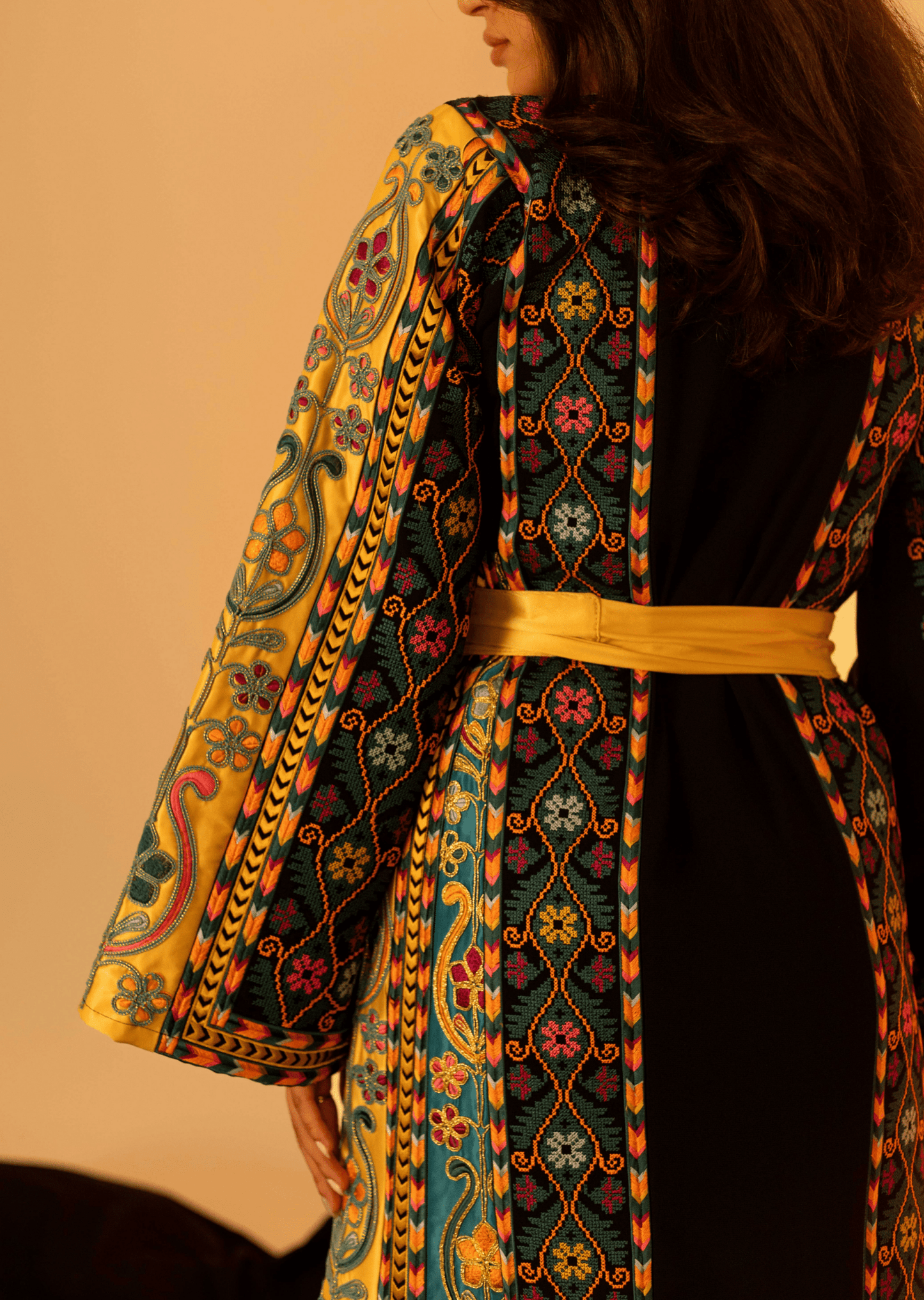 Navy and Gold Traditional Palestinian Thobe - Deerah