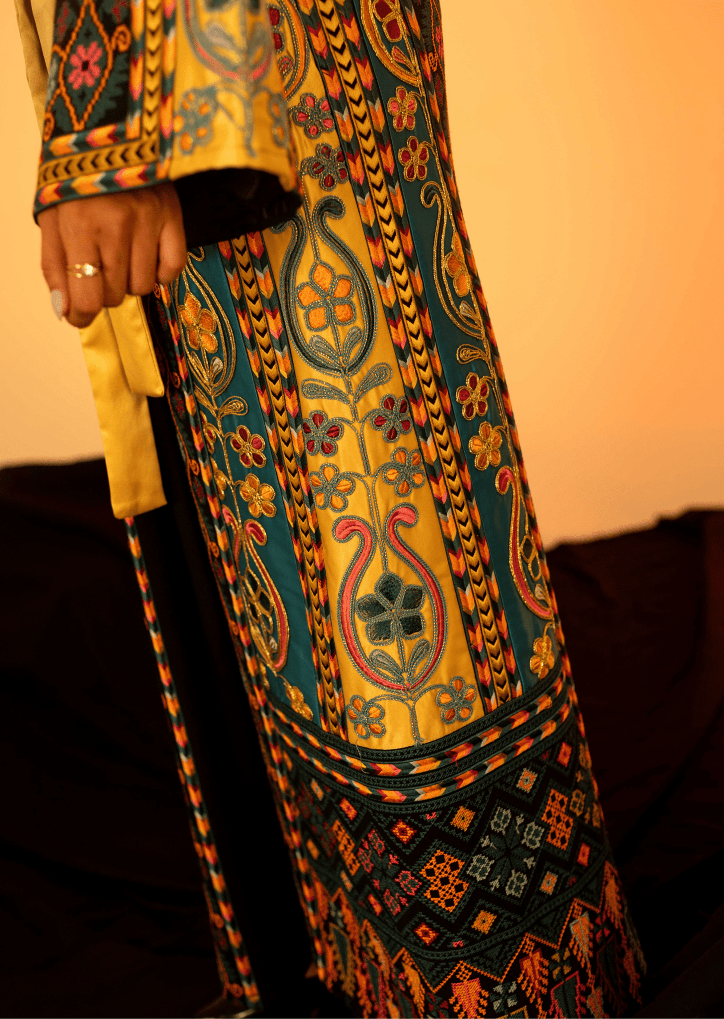 Navy and Gold Traditional Palestinian Thobe - Deerah
