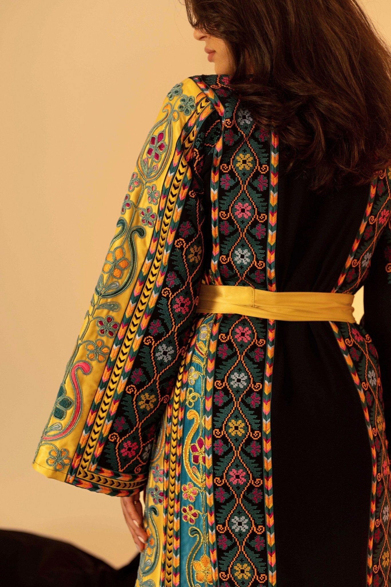 Navy and Gold Traditional Palestinian Thobe - Deerah