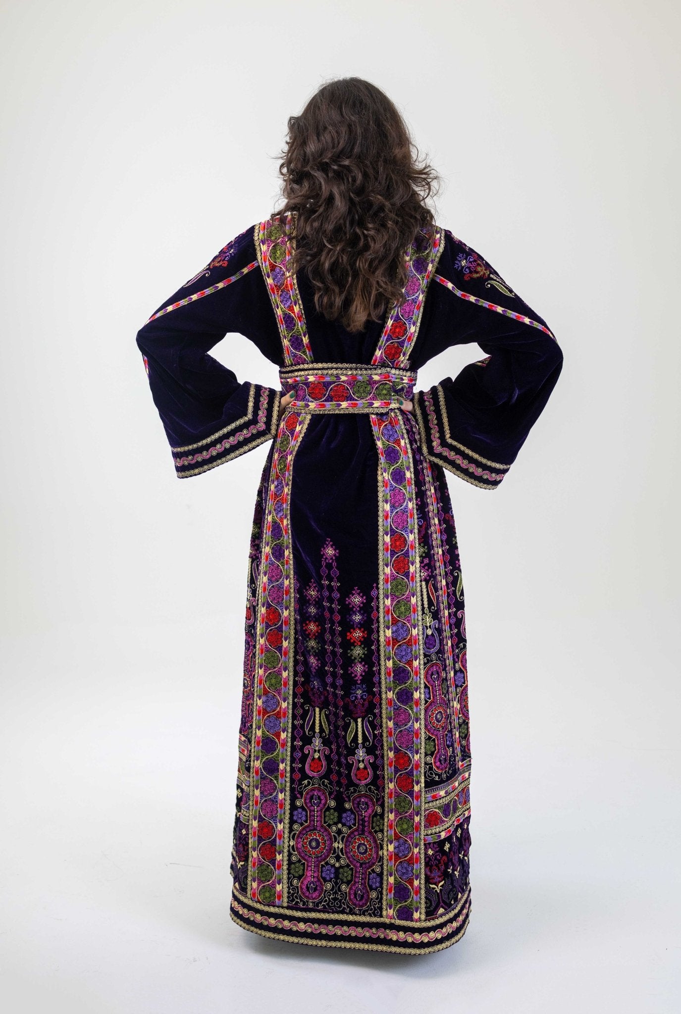 Navy Velvet Palestinian Malaka Thobe - Deerah