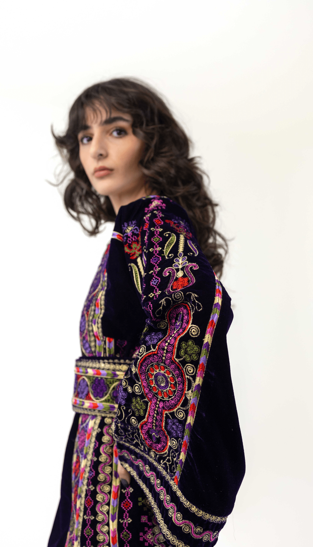 Navy Velvet Palestinian Malaka Thobe - Deerah