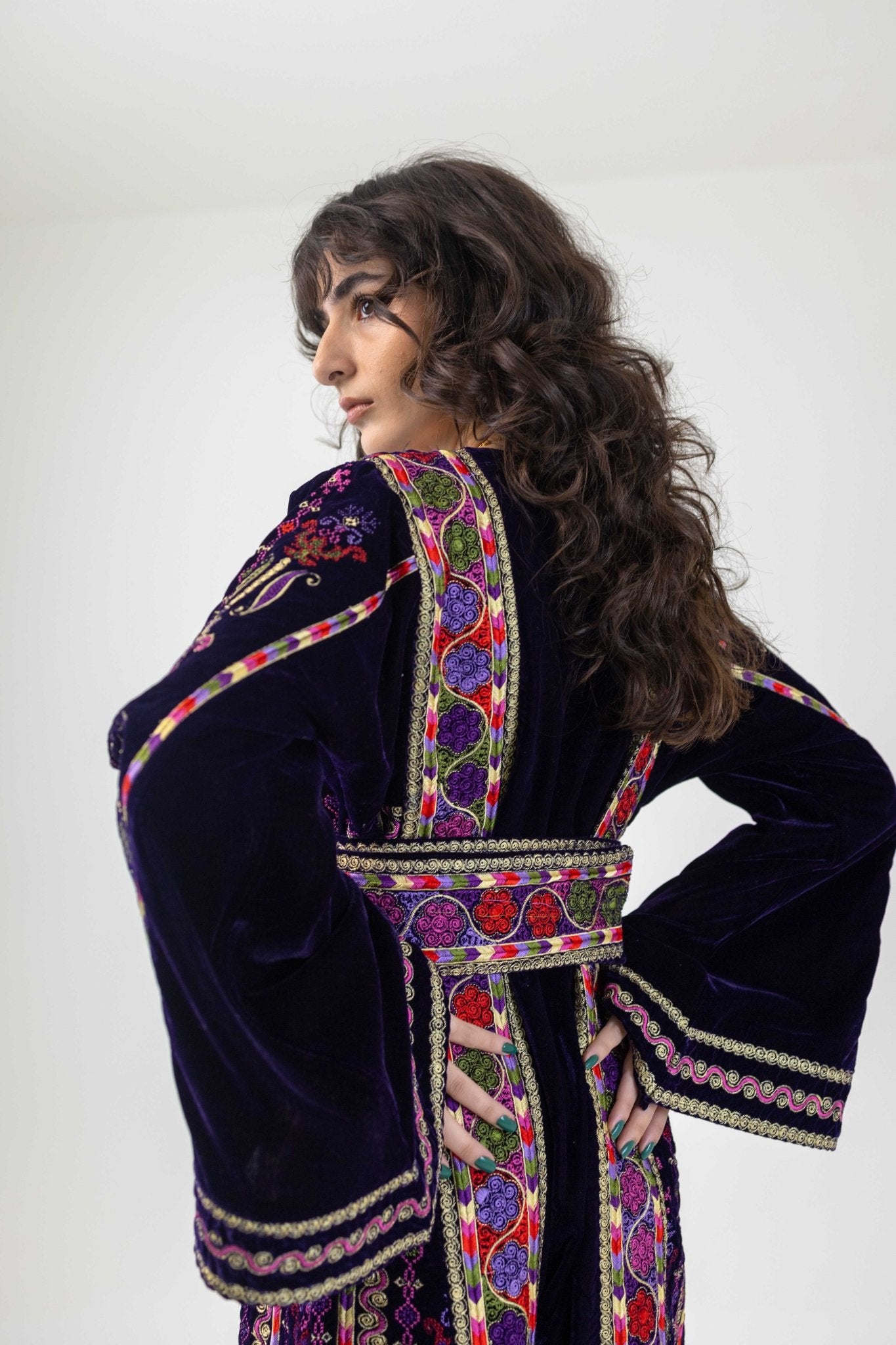 Navy Velvet Palestinian Malaka Thobe - Deerah