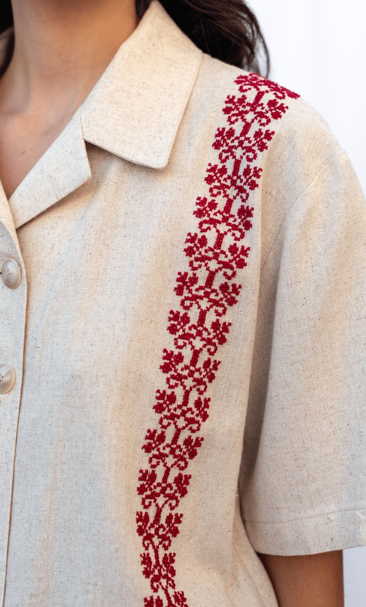 The Basil Hand Embroidered Unisex Shirt - Deerah