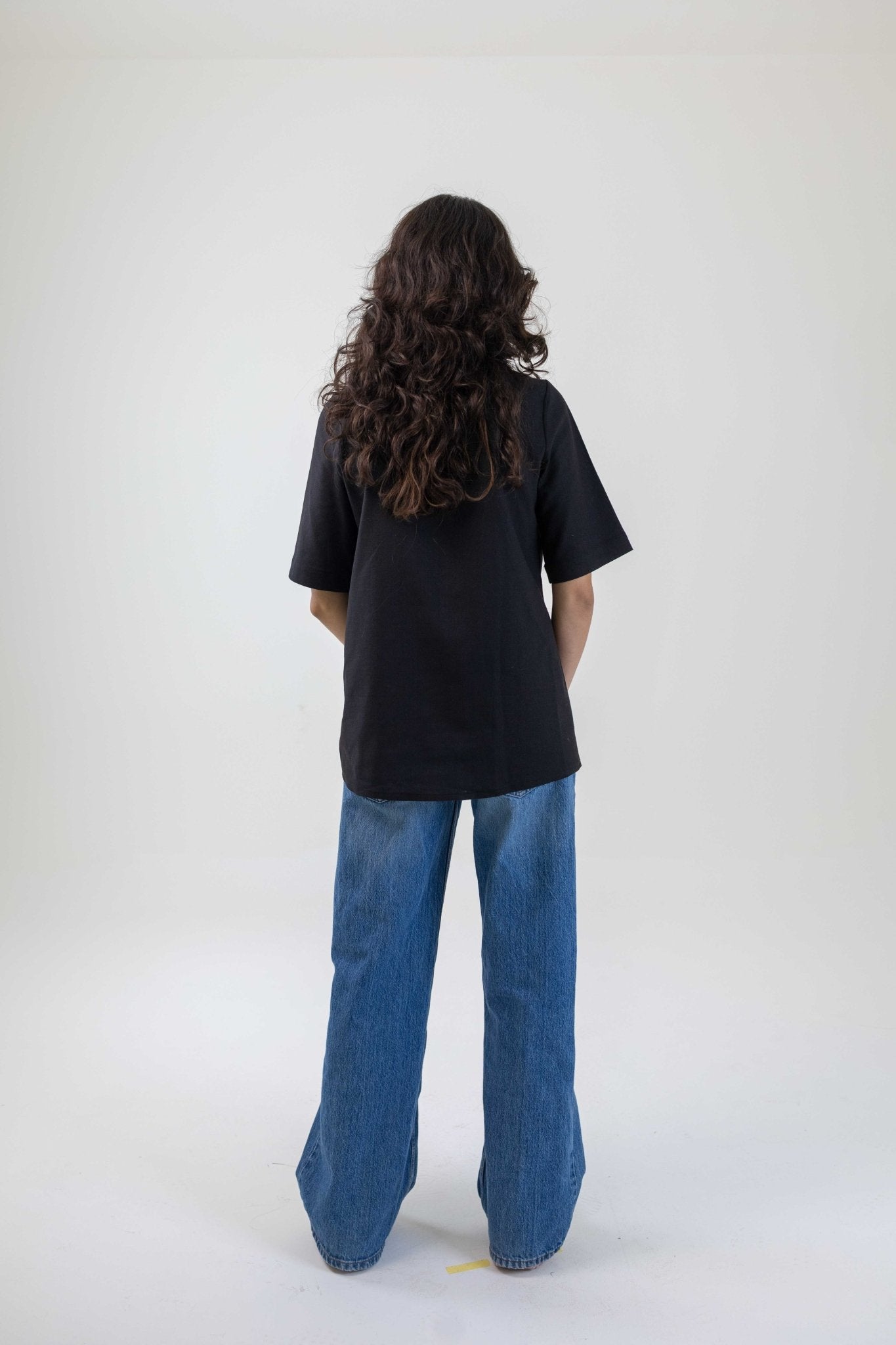 The Basil Hand Embroidered Unisex Shirt in Black - Deerah