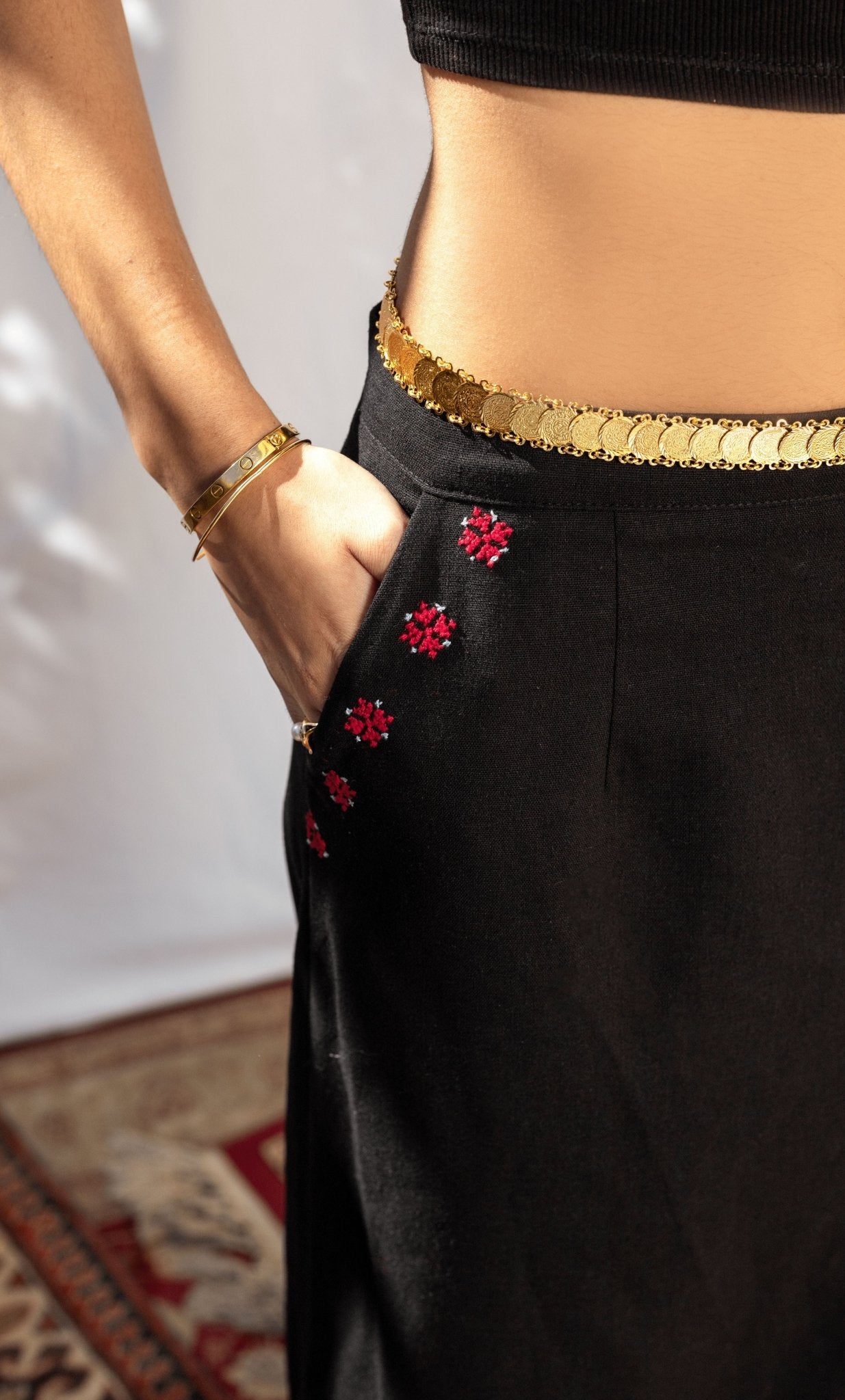 The Layal Hand Embroidered Maxi Skirt - Deerah