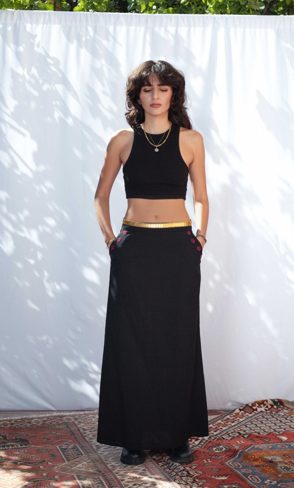 The Layal Hand Embroidered Maxi Skirt - Deerah