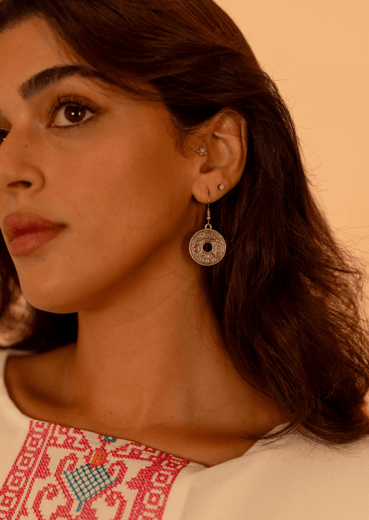 Traditional Silver Coin Earrings - Deerah