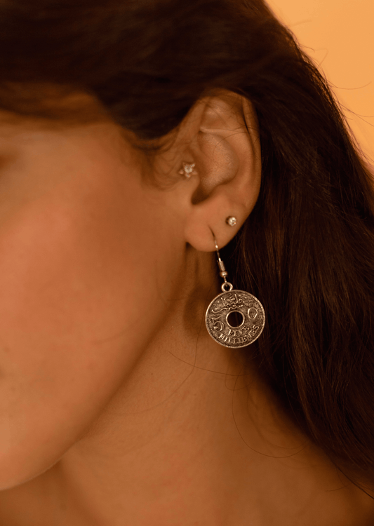 Traditional Silver Coin Earrings - Deerah