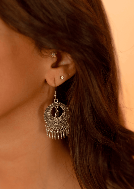 Traditional Silver Dangled Earrings - Deerah
