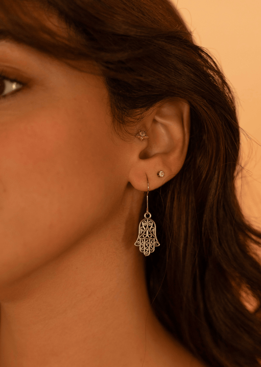 Traditional Silver Kaff Earrings - Deerah