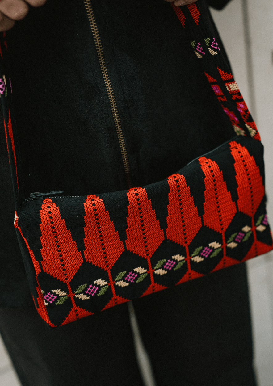 Tree of Life Embroidered Baguette Bag - Deerah