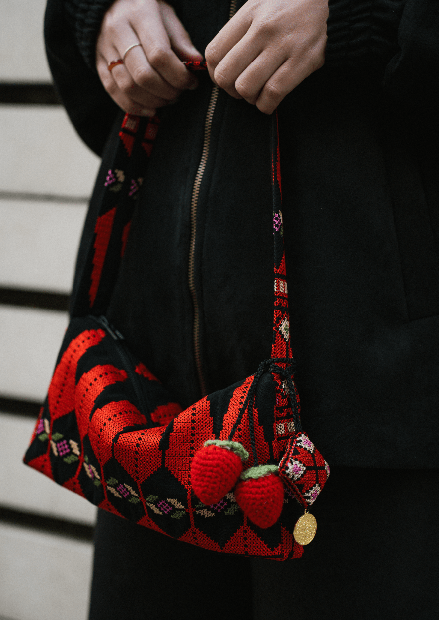 Tree of Life Embroidered Baguette Bag - Deerah