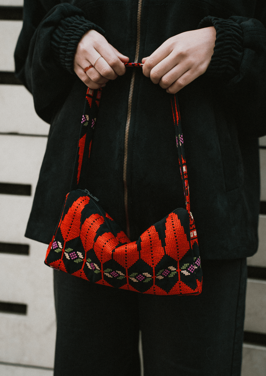 Tree of Life Embroidered Baguette Bag - Deerah