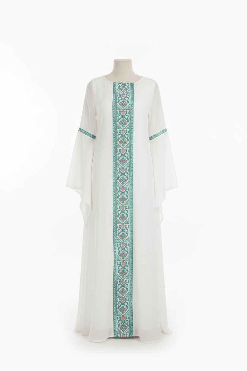 White Butterfly Embroidered Dress