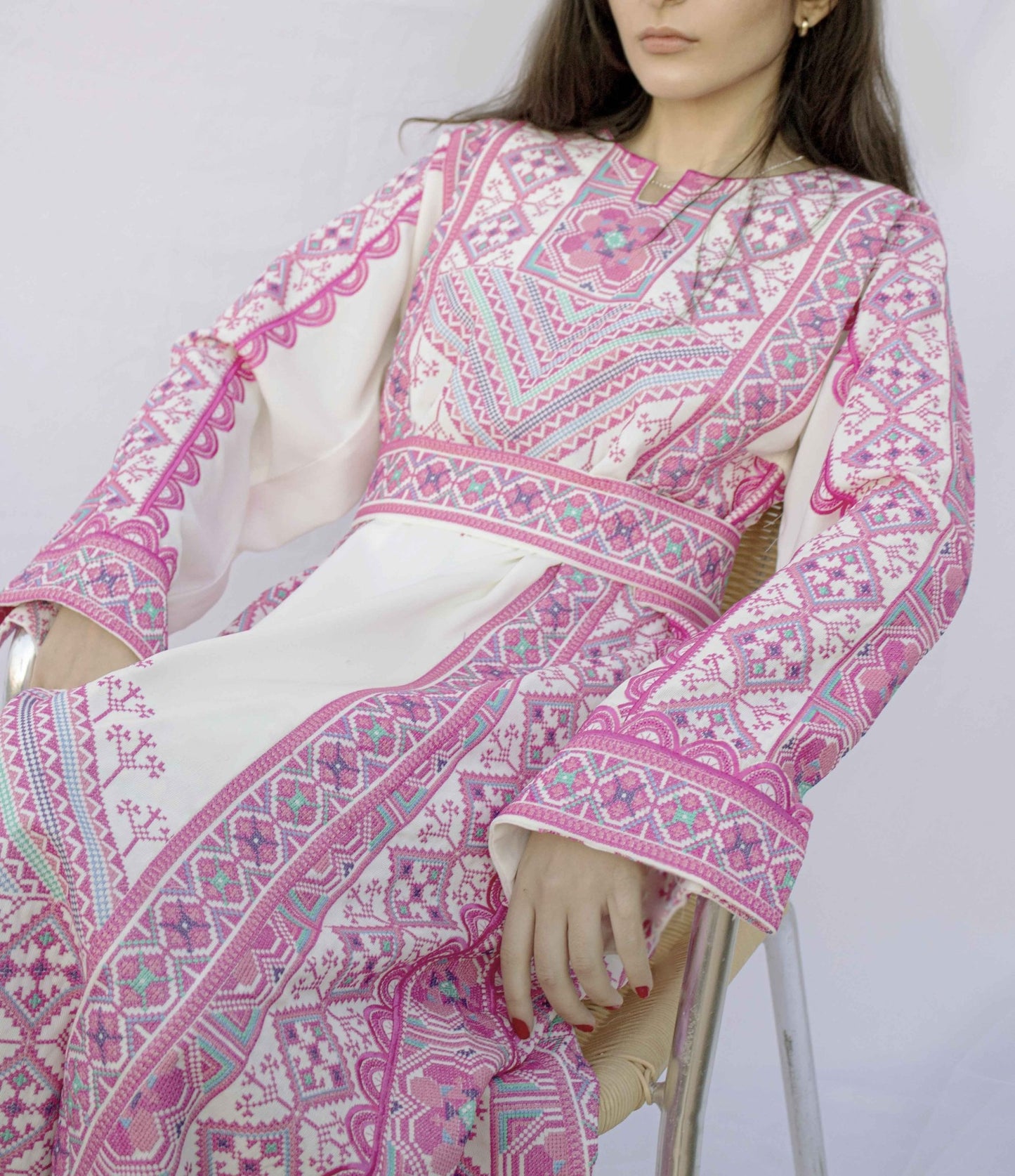 Zahra - Machine - embroidered Palestinian Thobe - Deerah