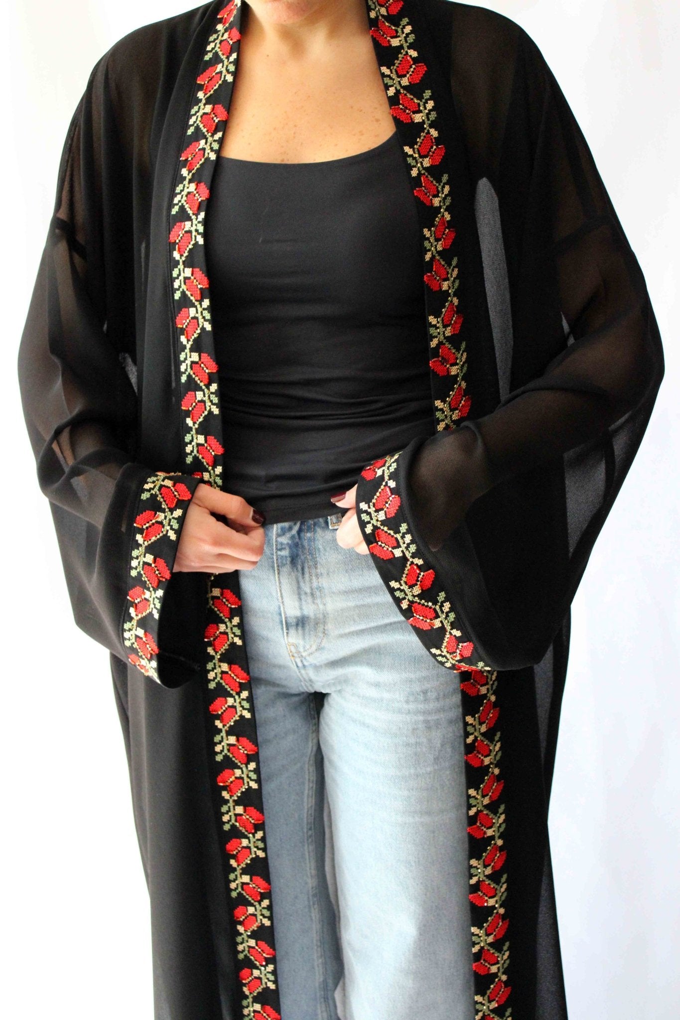 Zaytouna Hand - beaded Embroidered Abaya - Deerah