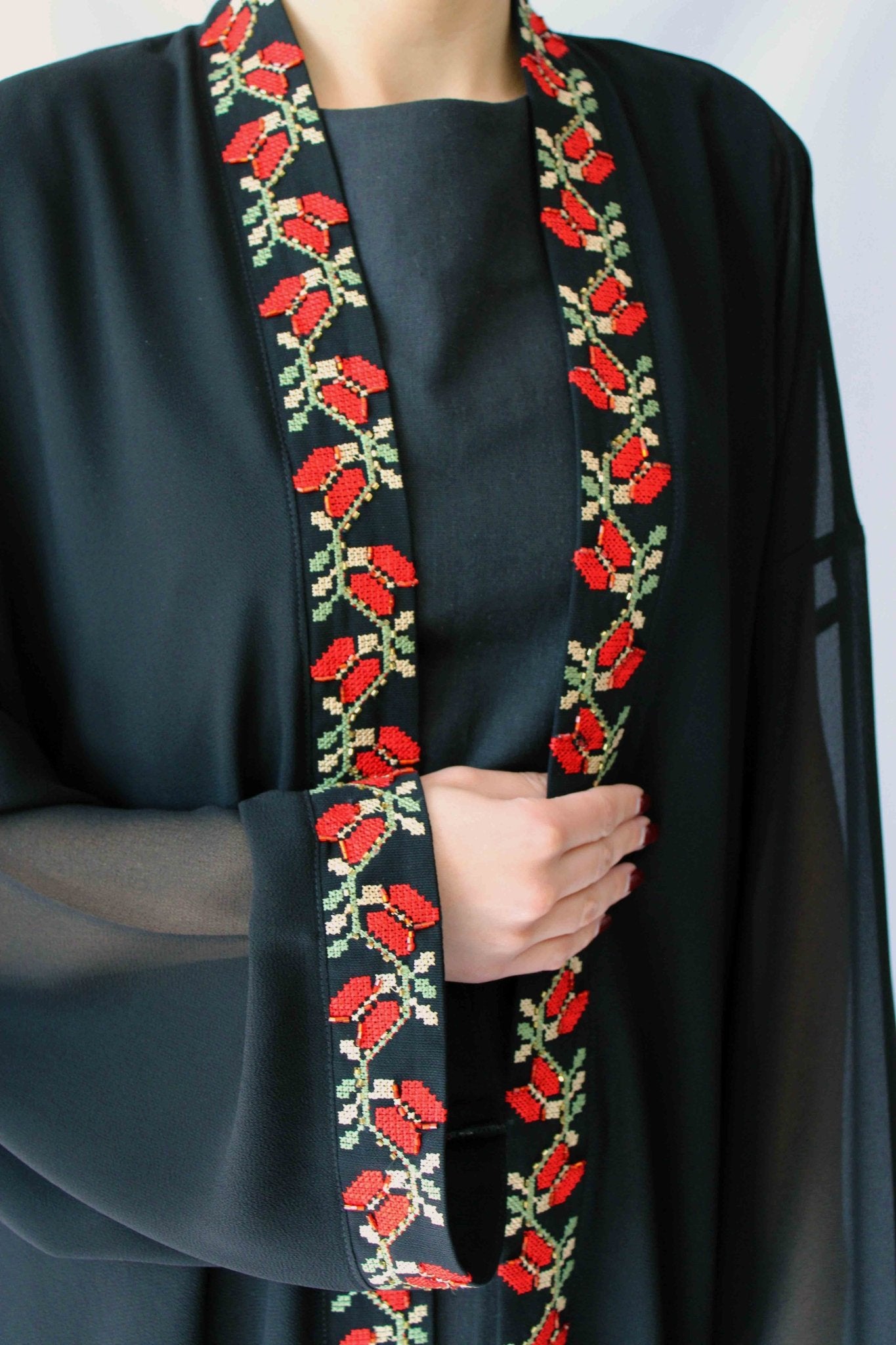 Zaytouna Hand - beaded Embroidered Abaya - Deerah
