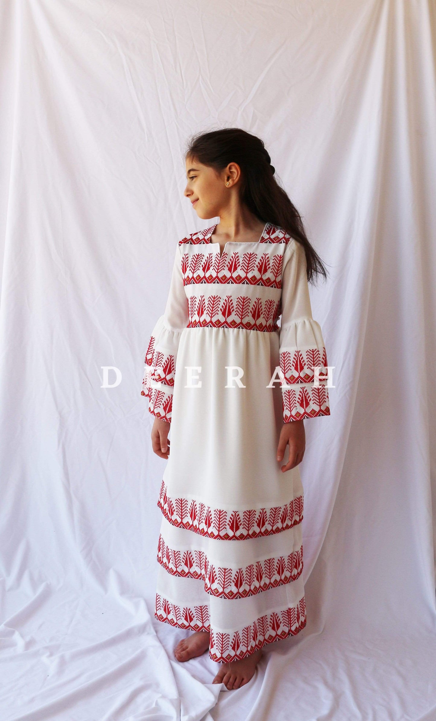 Kids White Ruffle Dress Deerah