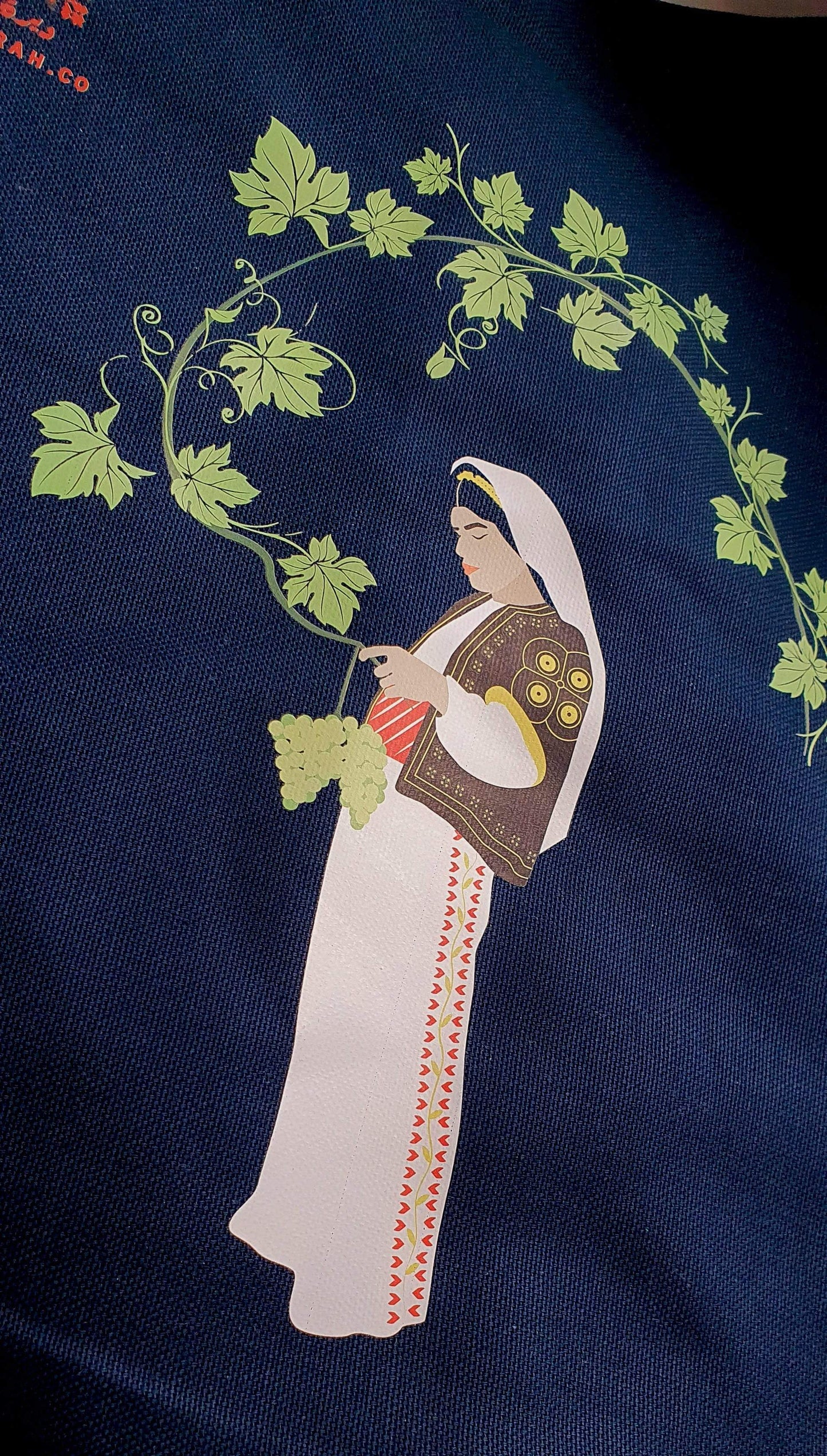 Harvest Print Tote in Navy Blue Deerah