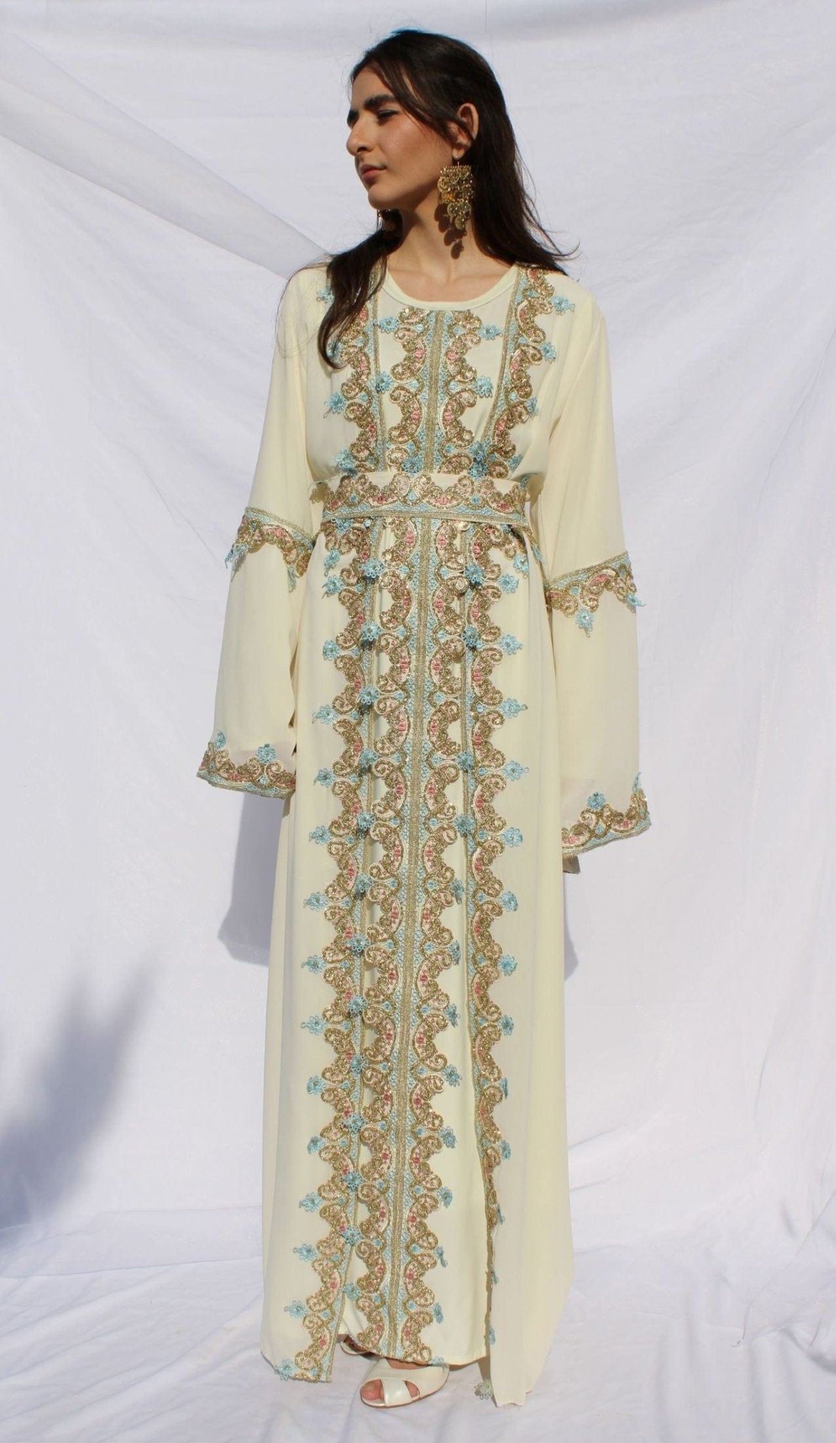 Azizah - Machine Embroidered Bridal Kaftan - Deerah
