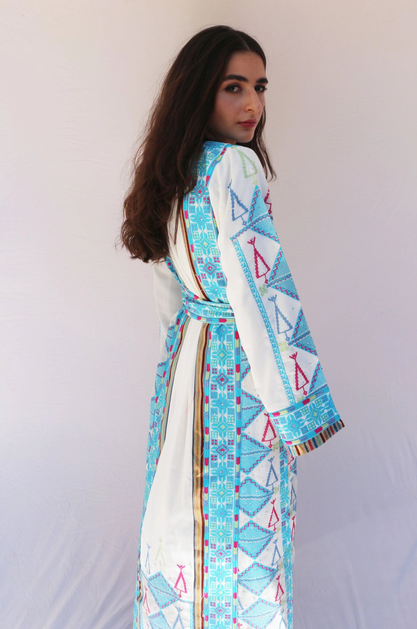 Baby Blue Ramallah Traditional Thobe Dress - Deerah