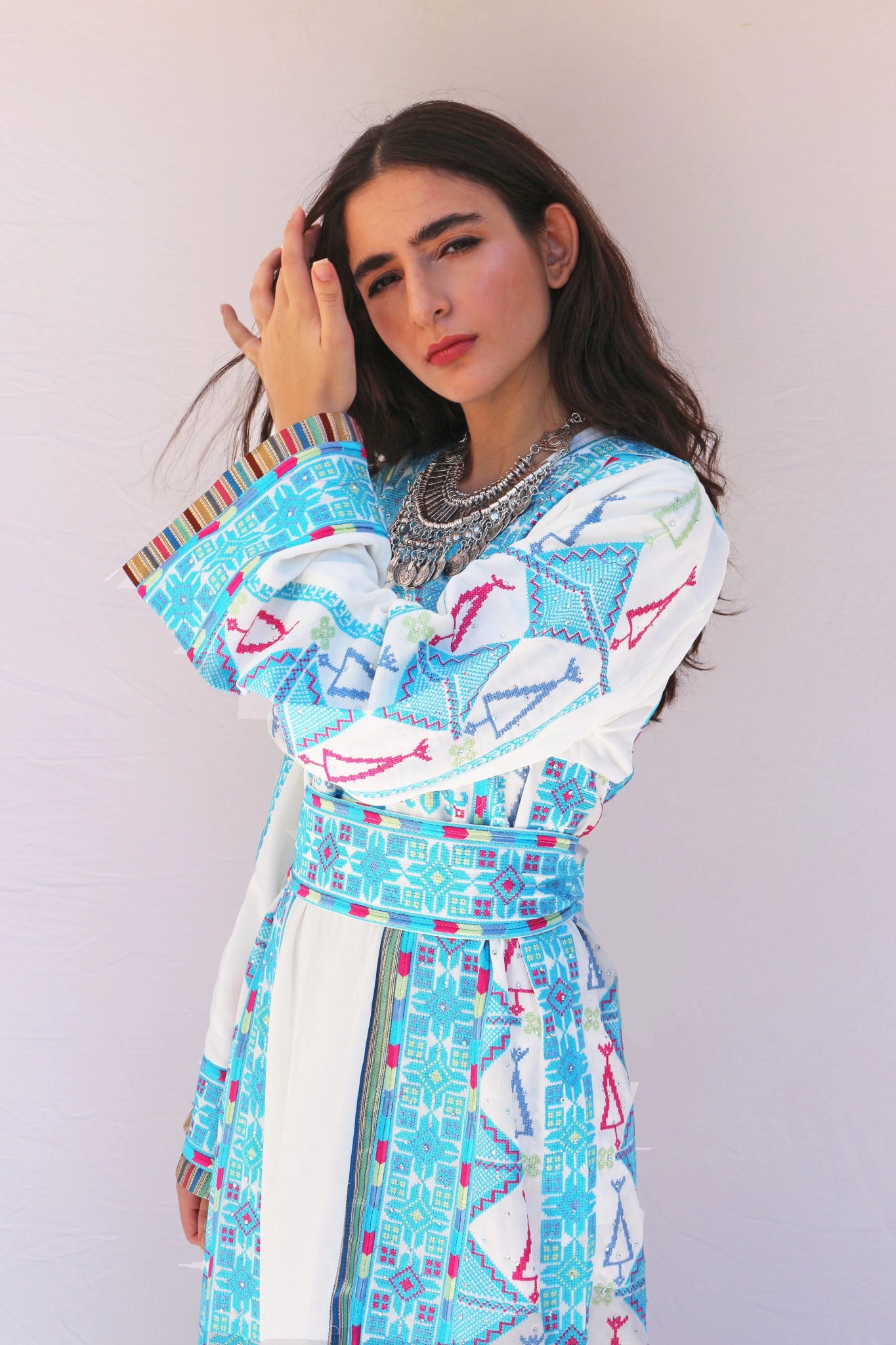 Baby Blue Ramallah Traditional Thobe Dress - Deerah