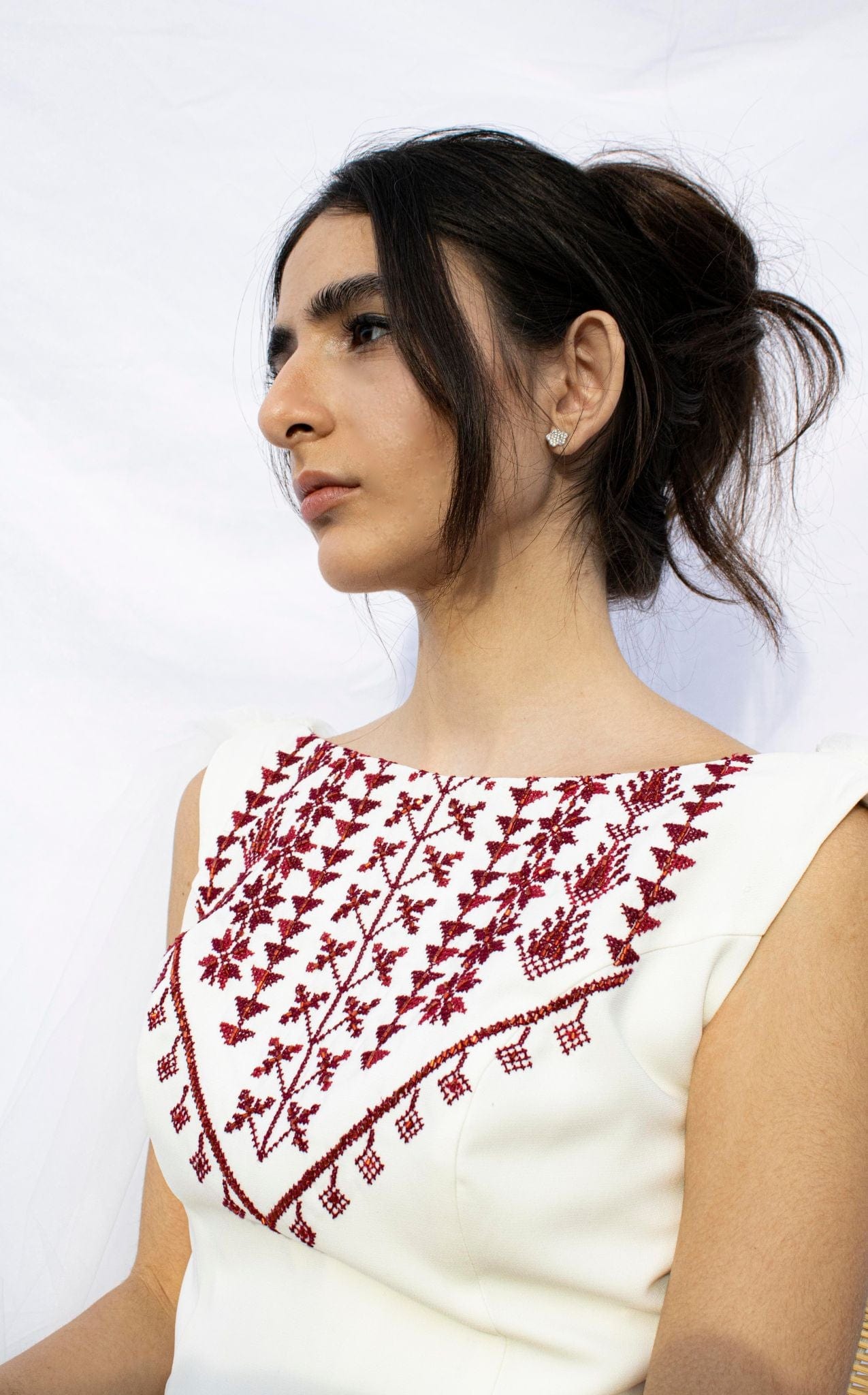 Diala - Hand Embroidered Palestinian Bridal Dress - Deerah