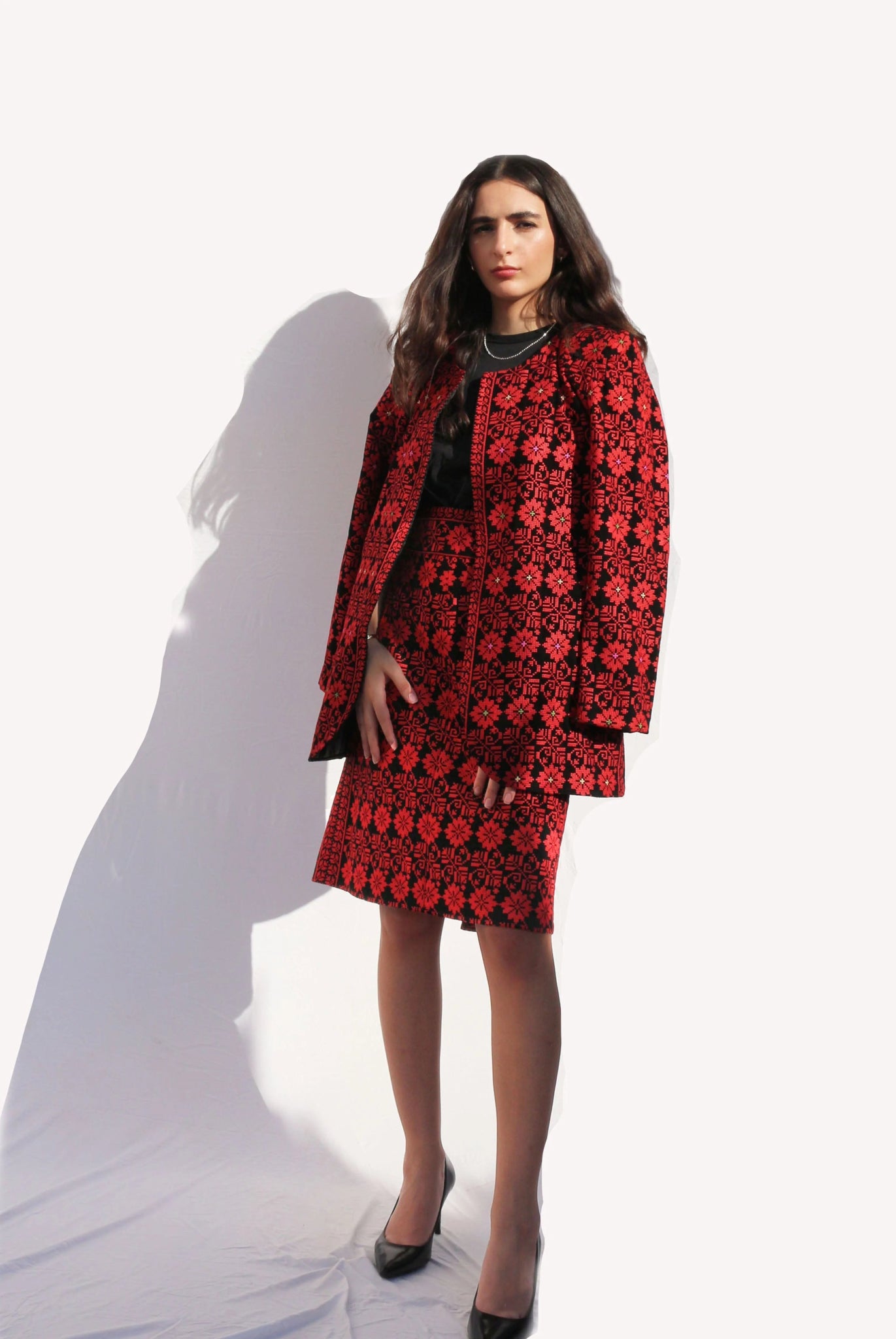 Floral Embroidered Blazer - Deerah