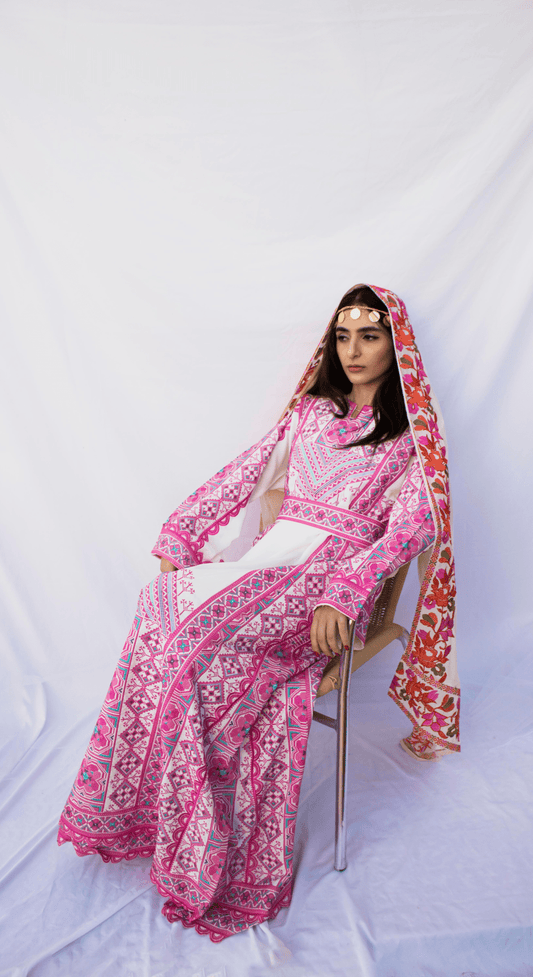 Floral Machine Embroidered Shawl - Deerah