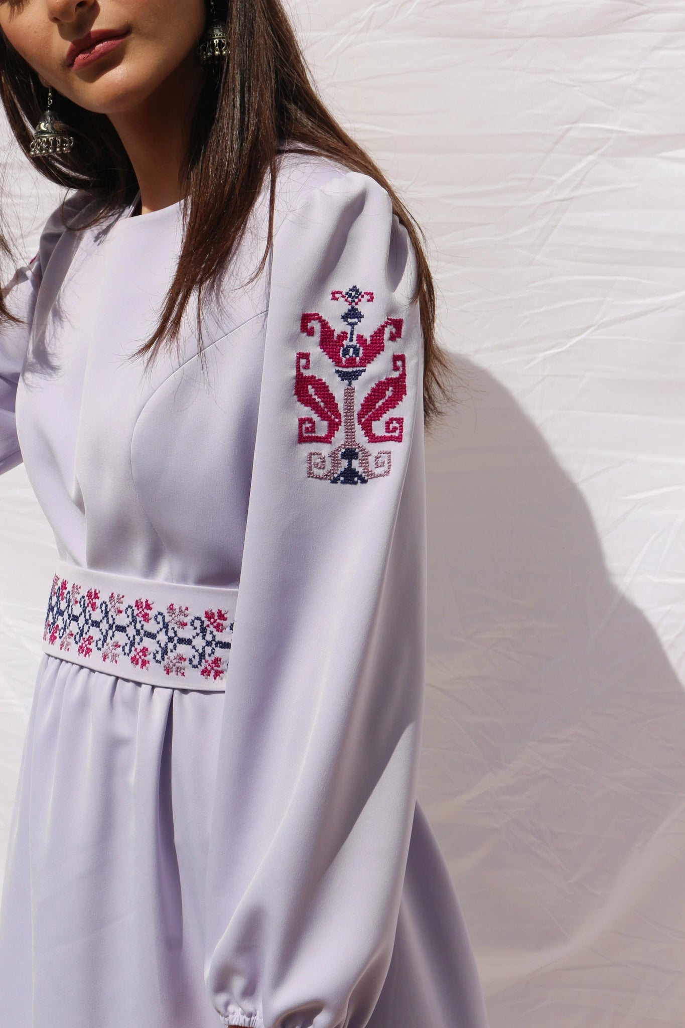 Jana - Hand - Embroidered Midi Dress - Deerah