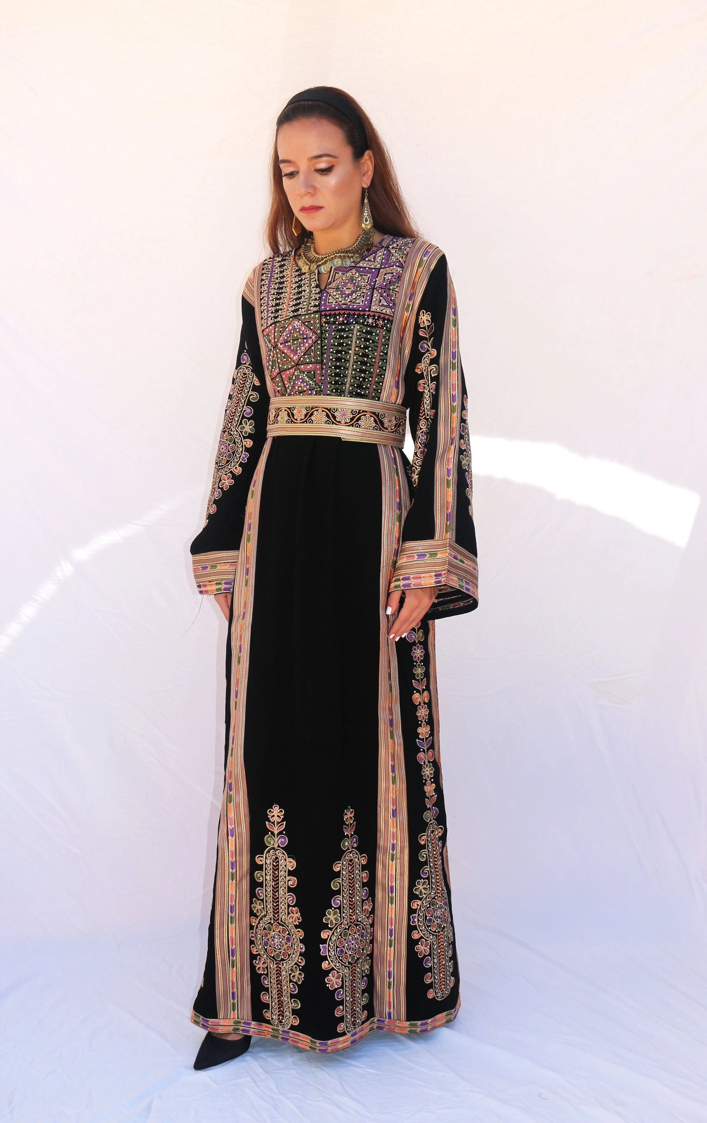 Square Chest Traditional Palestinian Thobe Dress Deerah