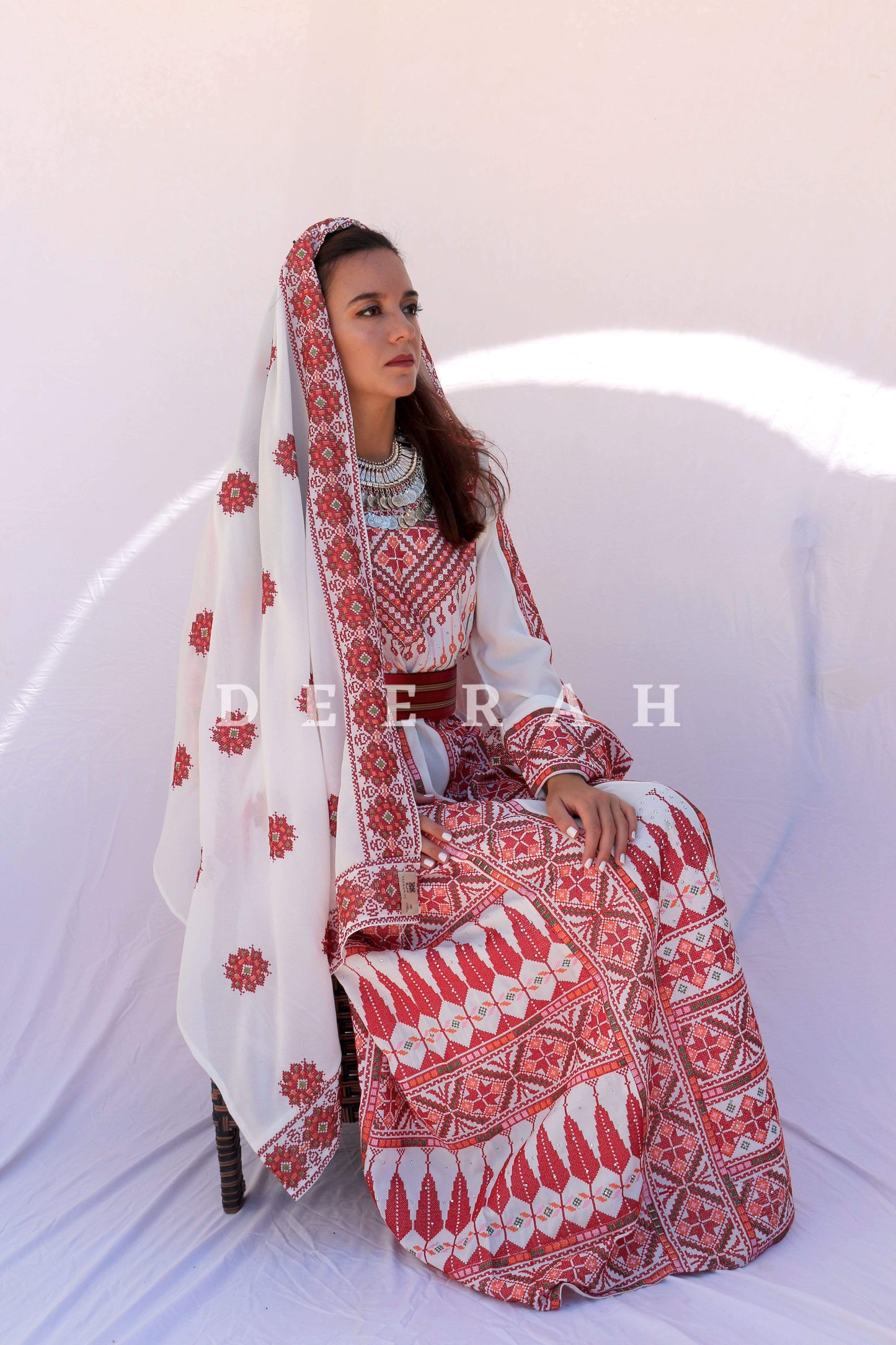 Traditional Embroidered Palestinian Shawl Head Dress Deerah