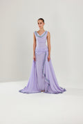 The Layan Hand-Embroidered Lavender Chiffon Dress