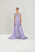 The Layan Hand-Embroidered Lavender Chiffon Dress