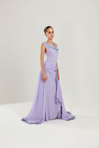 The Layan Hand-Embroidered Lavender Chiffon Dress