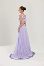The Layan Hand-Embroidered Lavender Chiffon Dress