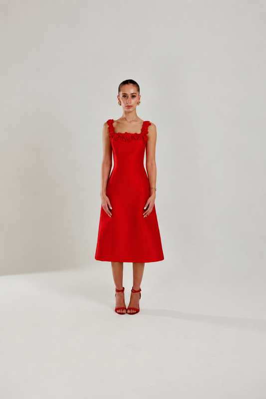 The Red Floral Dress