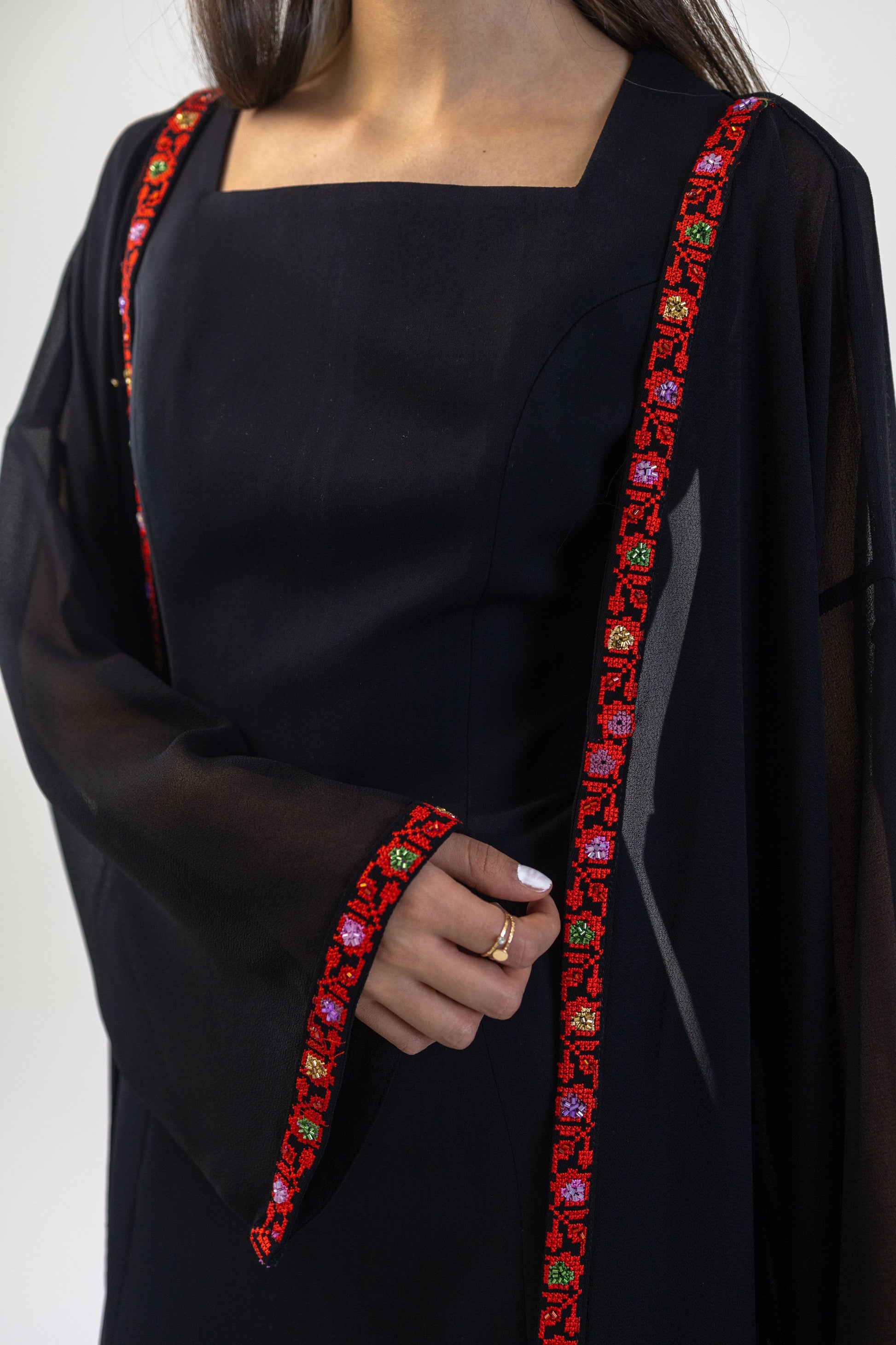 Hand-beaded Chiffon Abaya Deerah