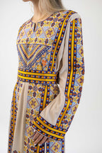 Beige Manajel Machine Embroidered Dress - Deerah